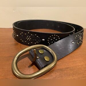 Lucky Brand Women's Black Leather Bronze & Silver studs Belt Sz M
